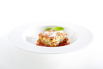 Traditional Homemade Italian Lasagna with Tomato Sauce
