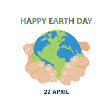 hands holding earth round on white background colored symbol earth day