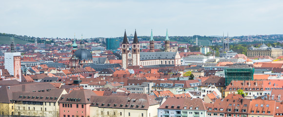Naklejka na ściany i meble Panorama von Würzburg in Bayern