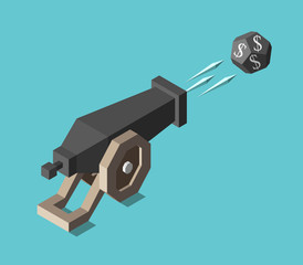 Isometric cannon shooting dollar