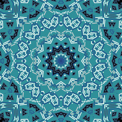 Seamless tile ornamental abstract round mandala pattern