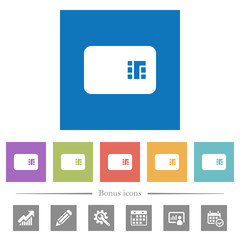Fototapeta premium Chip card flat white icons in square backgrounds