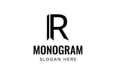Letter R logotype. Luxury R alphabet frame symbol
