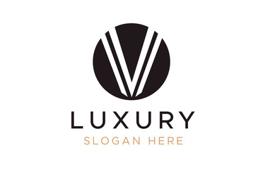 Initial Letter V Logo. Clean and simple logo. line vector V logotype