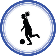 soccer women silhouette. girl player vector