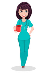 Veterinarian woman. Cute cartoon character