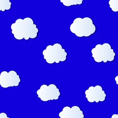 Keuken spatwand met foto Vector Seamless Pattern: Colorful Cloudy Sky, Bright Blue Background with White Clouds. © Aleksey