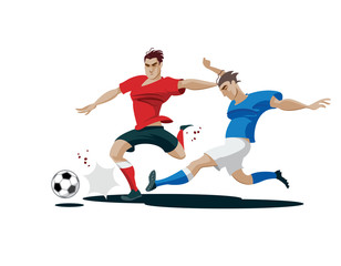 Fototapeta na wymiar Players are fighting for the ball. Vector Illustration