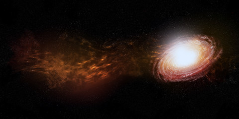 Runde Galaxie mit Nebel