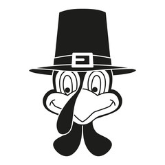 Black and white thanksgiving turkey head silhouette