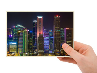 Hand and Singapore city skyline (my photo)