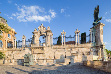Fototapeta na wymiar entrance gate of Buda Castle Palace in Budapest, Hungary.