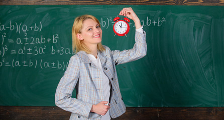 Time to study. Welcome teacher school year. Experienced educator start lesson. She cares about...