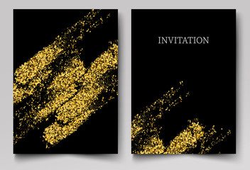 Gold Texture Drawn brush stroke vector design element.