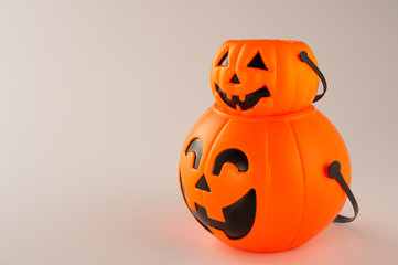 Beautiful halloween decoration trick or treat on white background with filter, concept of halloween party, copy space(text space), close-up, blank for text