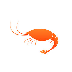 Red shrimp glyph icon. Seafood clipart isolated on white background