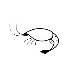 Red shrimp outline icon. Seafood clipart isolated on white background