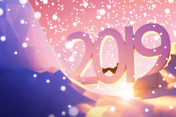 3d illustration upcoming 2019 new year concept.