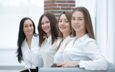 group of successful business woman sitting in office hall.photo with copy space