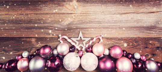 christmas background with pink and white  decorations