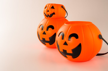 Beautiful halloween decoration trick or treat on white background with filter, concept of halloween party, copy space(text space), close-up, blank for text