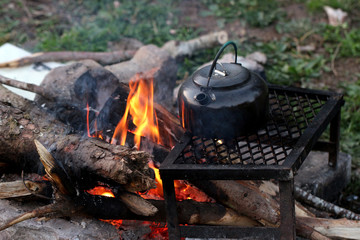 kettle on a fire