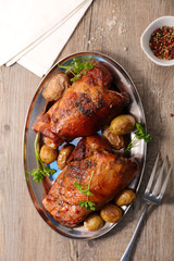 roast ham with potato