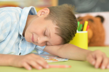 Portrait of a cute little boy sleeping
