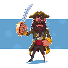 Cartoon pirate with a sword.Vector illustration, eps 10.