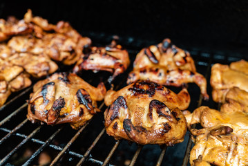 marinated quail on the grill