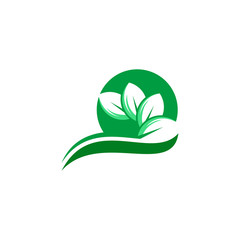 green leaf nature vector logo template design	