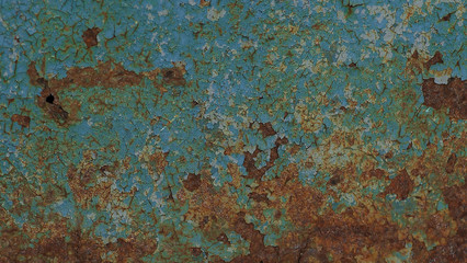 Peeling paint on wall seamless texture. Pattern of rustic blue g