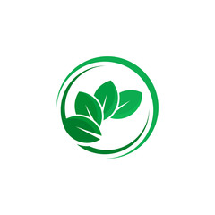 green leaf nature circle vector logo template design