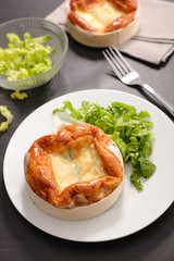 baked camembert and salad