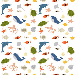 Vector sea animals patterns