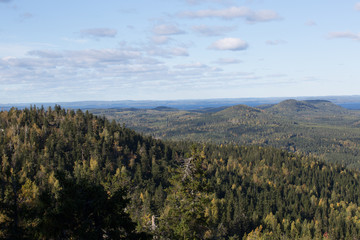 Fototapeta na wymiar Autumn forest landscape north of the koli mountain
