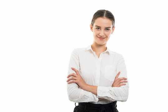 Young Pretty Bussines Woman Standing With Arms Crossed