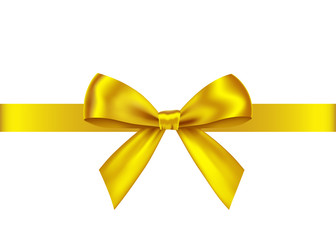 Golden  gift ribbon and bow for  Christmas, New Year decoration.