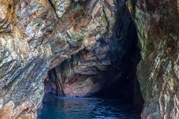 Rock face inside the caves in Tossa De Mar