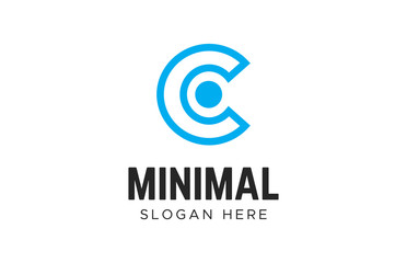 Letter C Negative Space Logos. Minimalism C logotype