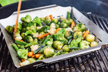 summer vegetables on bbq
