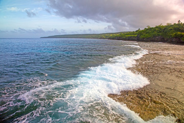 Stormy skies over Alofi harbour, Niue.