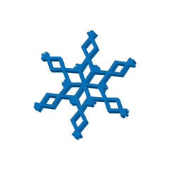 Obraz premium Big snowflake icon on white background symmetric dimond tassels 3d