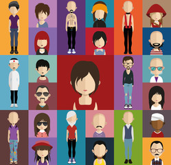 People avatars, Vector women, men avatar
