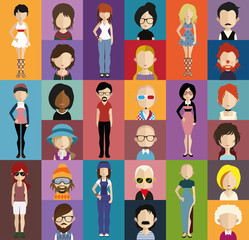 Obraz na płótnie Canvas People avatar with full body and torso variations
