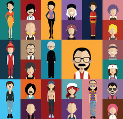 People avatar with full body and torso variations