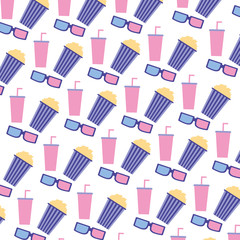 cinema movie popcorn soda 3d glasses background