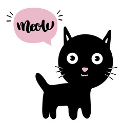 Little black kitten. Cute cat. Vector isolated illustration.