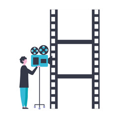 man with camera strip production movie film