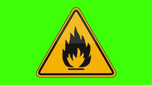Symbol Flammable Yellow Sign Green Screen